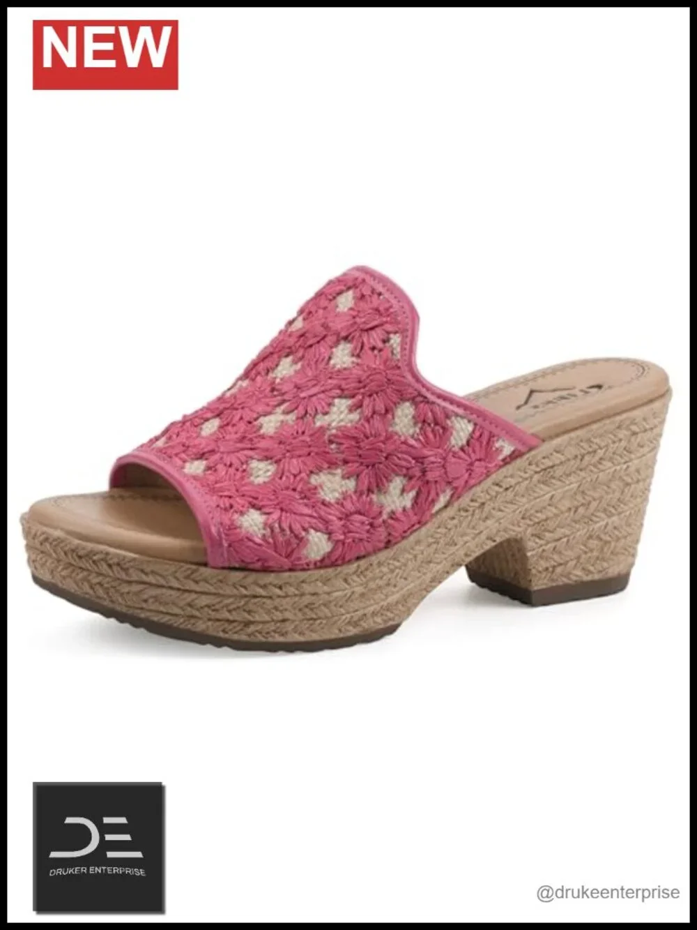 Embroidered Platform Wedge Sandals Slip On Floral Open Toe